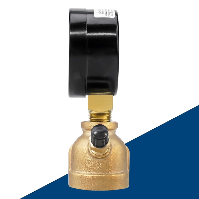 SENCTRL 0-30 Psi Gas Pressure Test Gauge, 2" Dial Size, 3/4" FNPT Connection, Brass Valve, Forged Brass Bell Shape Body Assembly - Image 5