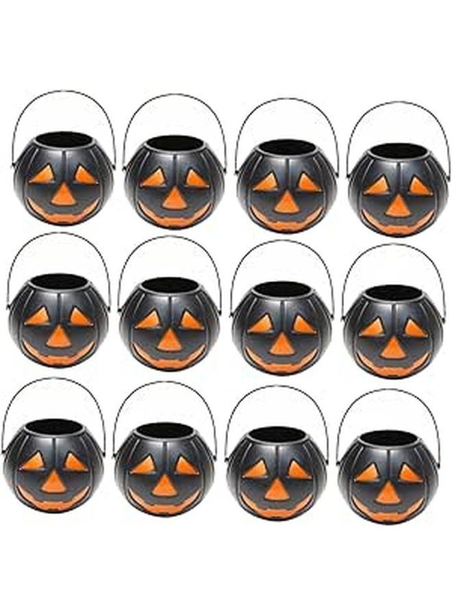 Halloween Pumpkin Buckets Candy Holder Pots Orange Trick Or Treat Party Props - Image 1