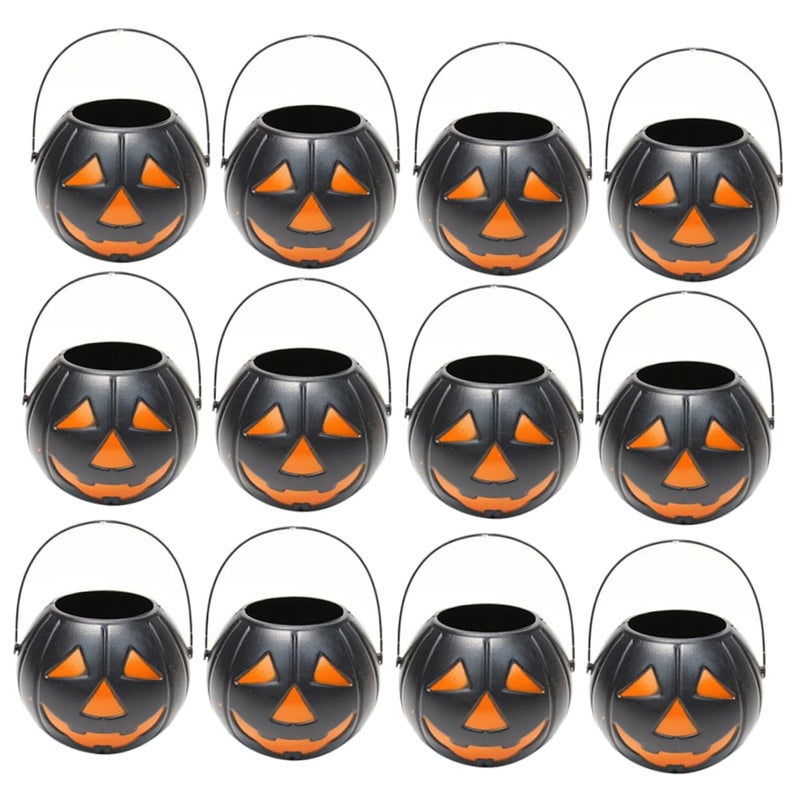 Halloween Pumpkin Buckets Candy Holder Pots Orange Trick Or Treat Party Props - Image 2