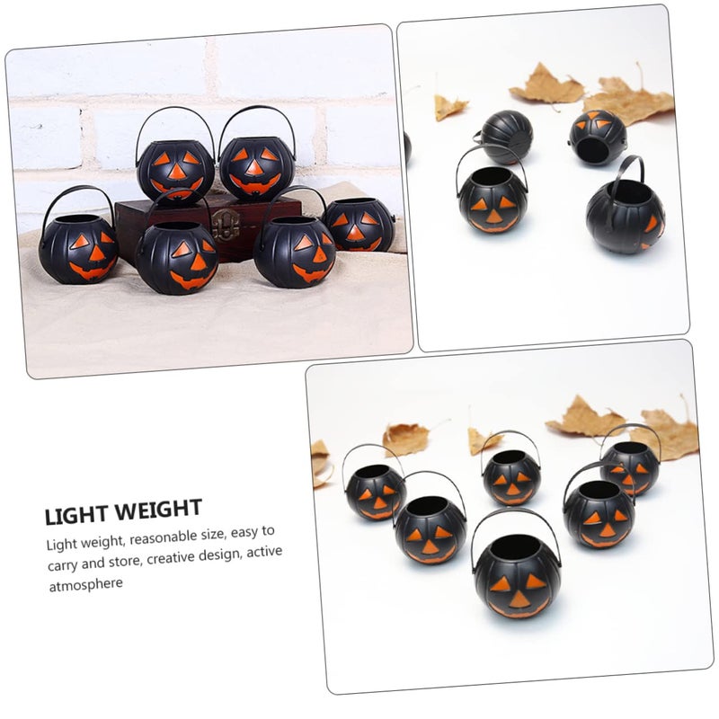 Halloween Pumpkin Buckets Candy Holder Pots Orange Trick Or Treat Party Props - Image 4