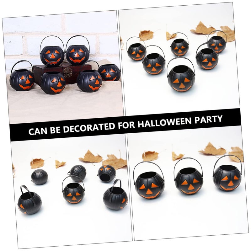 Halloween Pumpkin Buckets Candy Holder Pots Orange Trick Or Treat Party Props - Image 3