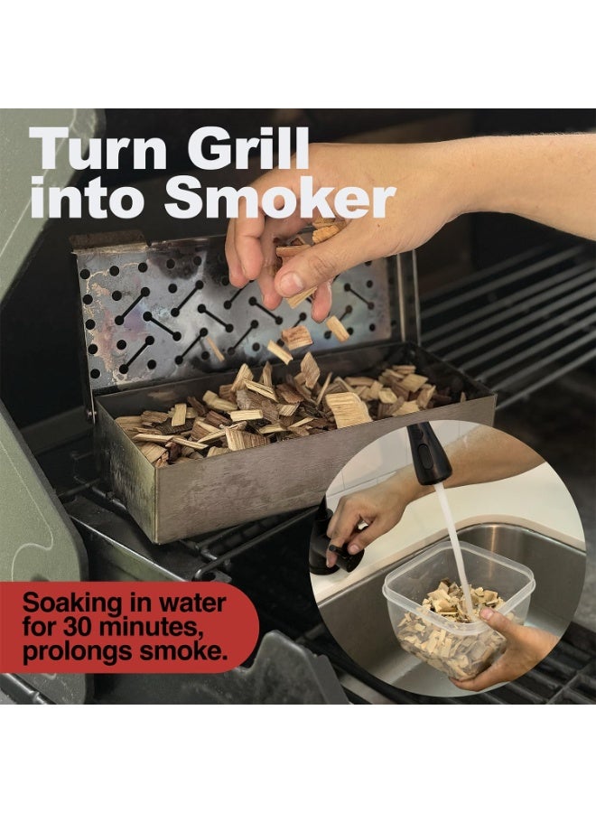 Smoky Crafts BBQ Wood Chips for Smoker Variety Pack (6 Flavors) Apple, Mesquite, Hickory, Cherry, Pecan, Post Oak Wood Chips for Smoking, Grilling & Camping, 180 Cu. in Per Bag - Made in USA  - Image 3