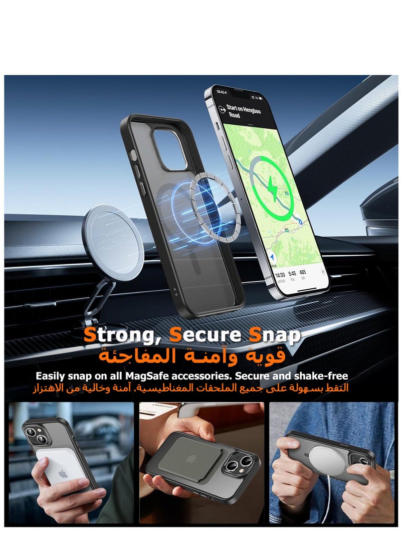 Concretization iPhone 15 Plus MagSafe Case Magnetic Back Cover,【Full Shockproof Protection】Translucent Matte Back, Slim Phone Cover with Strong Magnet for Apple 15 Plus (2023)(Black) - Image 3