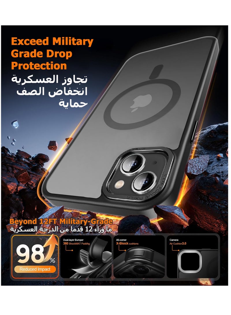 Concretization iPhone 15 Plus MagSafe Case Magnetic Back Cover,【Full Shockproof Protection】Translucent Matte Back, Slim Phone Cover with Strong Magnet for Apple 15 Plus (2023)(Black) - Image 4