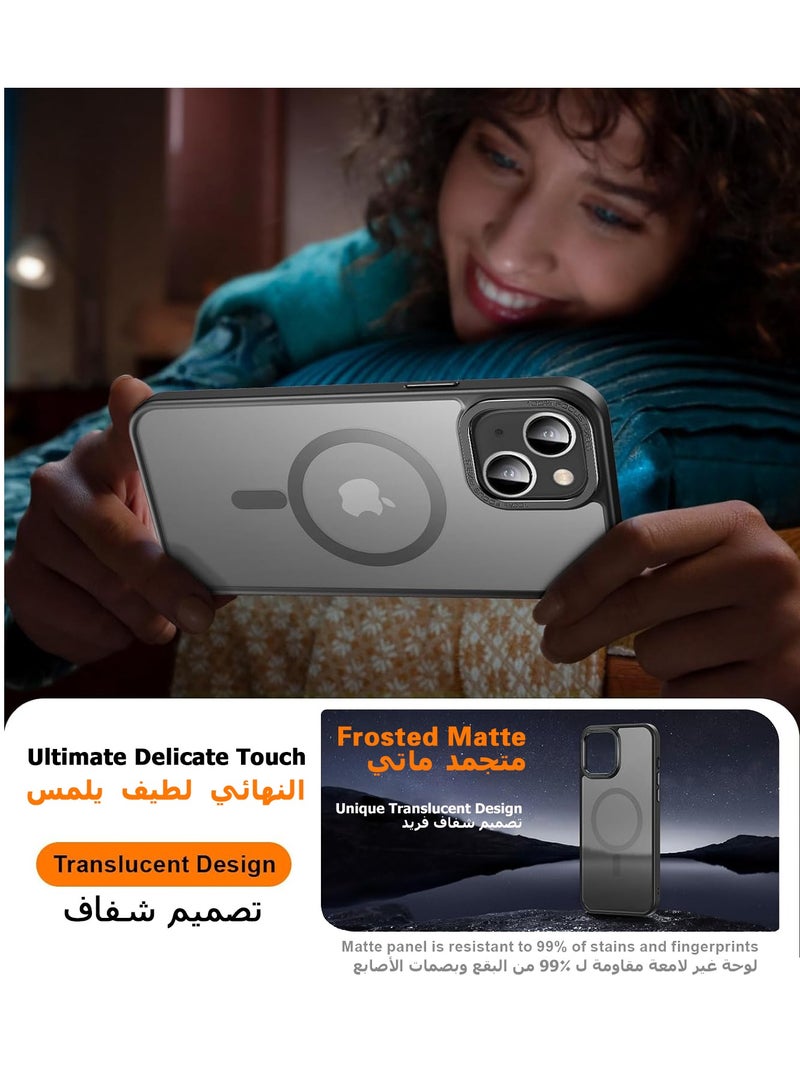 Concretization iPhone 15 Plus MagSafe Case Magnetic Back Cover,【Full Shockproof Protection】Translucent Matte Back, Slim Phone Cover with Strong Magnet for Apple 15 Plus (2023)(Black) - Image 5