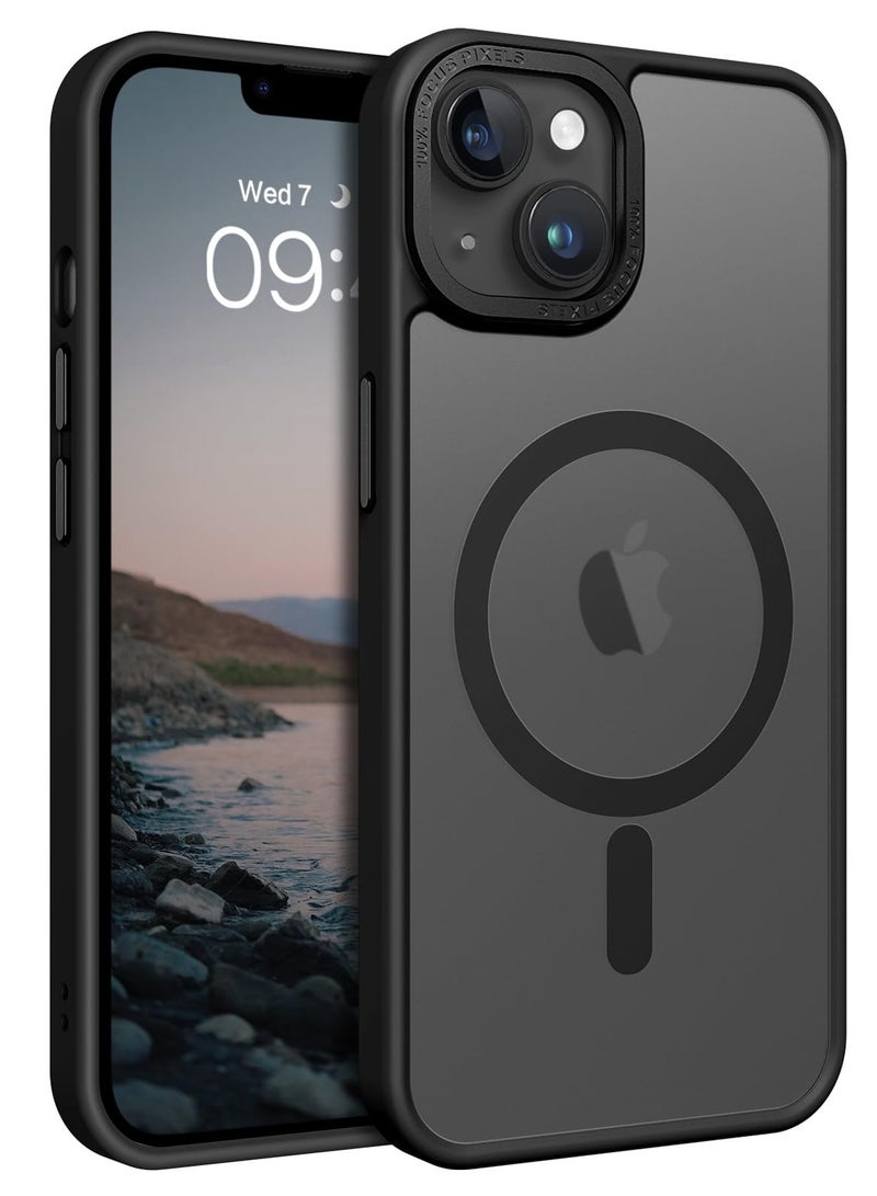 Concretization iPhone 15 Plus MagSafe Case Magnetic Back Cover,【Full Shockproof Protection】Translucent Matte Back, Slim Phone Cover with Strong Magnet for Apple 15 Plus (2023)(Black) - Image 1