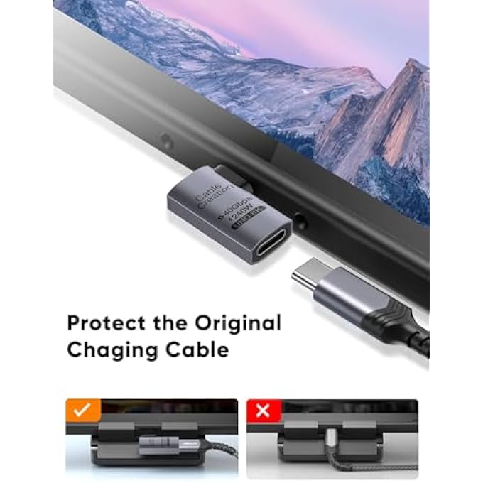 rayihni RIGHT ANGLE USB C ADAPTER, USB C MALE TO FEMALE 90 DEGREE ADAPTER 40GBPS, COMPATIBLE WITH THUNDERBOLT 4, USB 4, NOTEBOOK, PC, TABLET, PHONE AND MORE, RIGHT ANGLE - Image 2