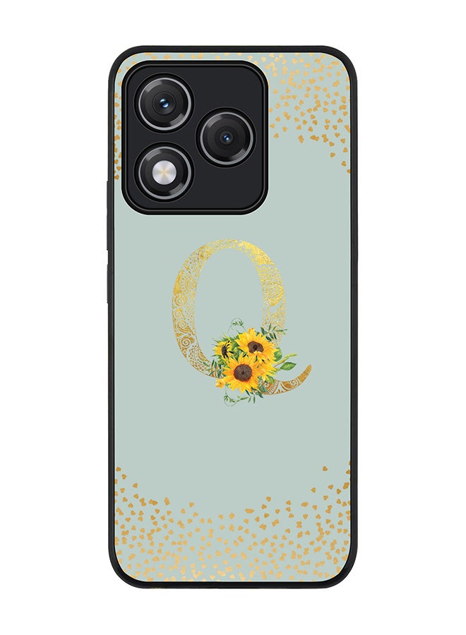 For Honor 400 Lite Case,Slim fit Camera Protection, Shockproof Thin Phone cover  - Custom Floral Monogram - Q  (Light Grey )