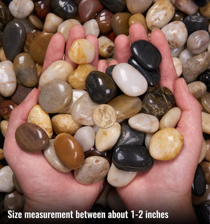 NUPICK 10 Pound River Rocks, 0.8-1.3 Inches Polished Pebbles for Plants, Fish Tank, Clear Vase and More, Natural Mixed Color Stones - Image 4