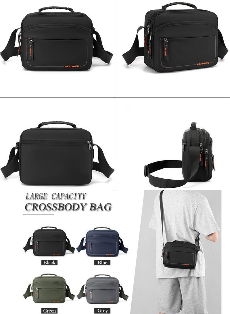 Qiccijoo Qiccijoo Small Messenger Bag Crossbody Bags for Men and Women Shoulder Bag Sling Bag Travel Bag for Work Business Satchel Bags Small Carry Bags Purse(Black) - Image 2