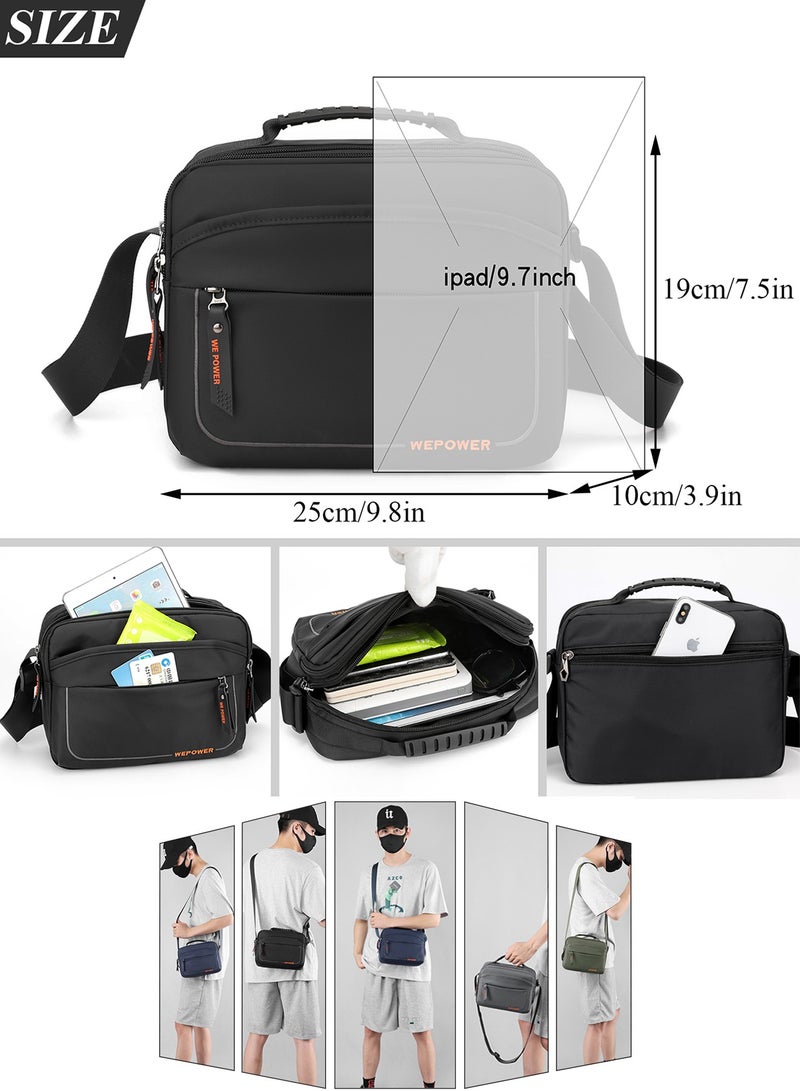 Qiccijoo Qiccijoo Small Messenger Bag Crossbody Bags for Men and Women Shoulder Bag Sling Bag Travel Bag for Work Business Satchel Bags Small Carry Bags Purse(Black) - Image 5