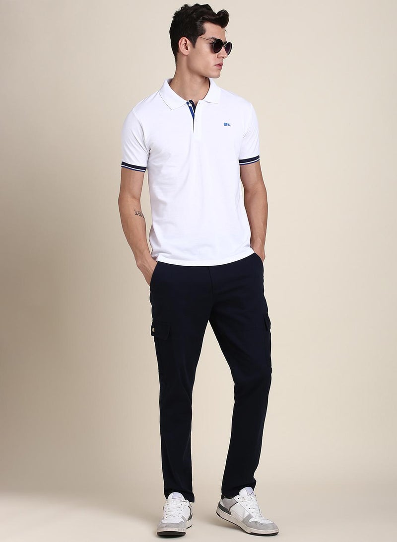 Dennis Lingo White Solid Regular Fit Polo Neck T-shirt for Men - 100% Cotton, Half Sleeves, Casual,  - Image 5
