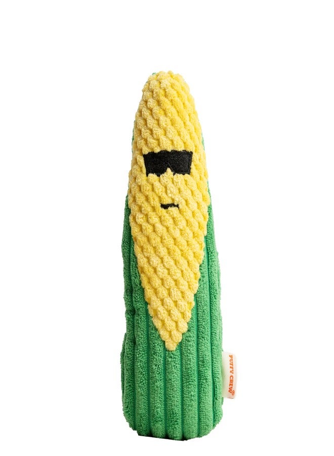 Puffy Crew Squeaky Dog Plush Toy, Bite_Stick Collection, 8'', for Small and Medium Dogs (Corn) - Image 1