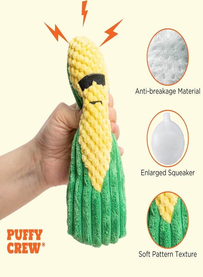Puffy Crew Squeaky Dog Plush Toy, Bite_Stick Collection, 8'', for Small and Medium Dogs (Corn) - Image 2