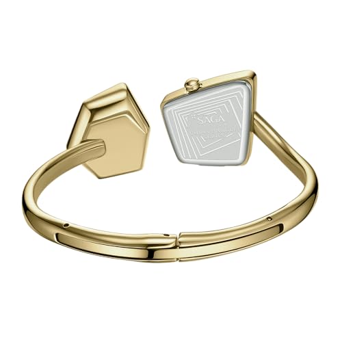 SAGA Illusion Women's Luxury Cuff Bangle Watch, Shaped Mineral Case, Swiss Ronda Quartz Movement, 30M Water Resistant, 316L Stainless Steel Bracelet with Danube Crystals - Image 5