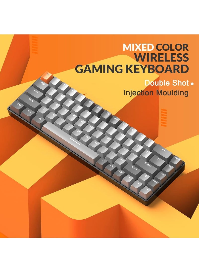 K68 Ziyoulang Wireless Mechanical Keyboard, Bluetooth 5.0/2.4G 68-Key Hot Swappable Professional Keyboard with Keycap Puller, Red Switch for Mac Windows Space Grey