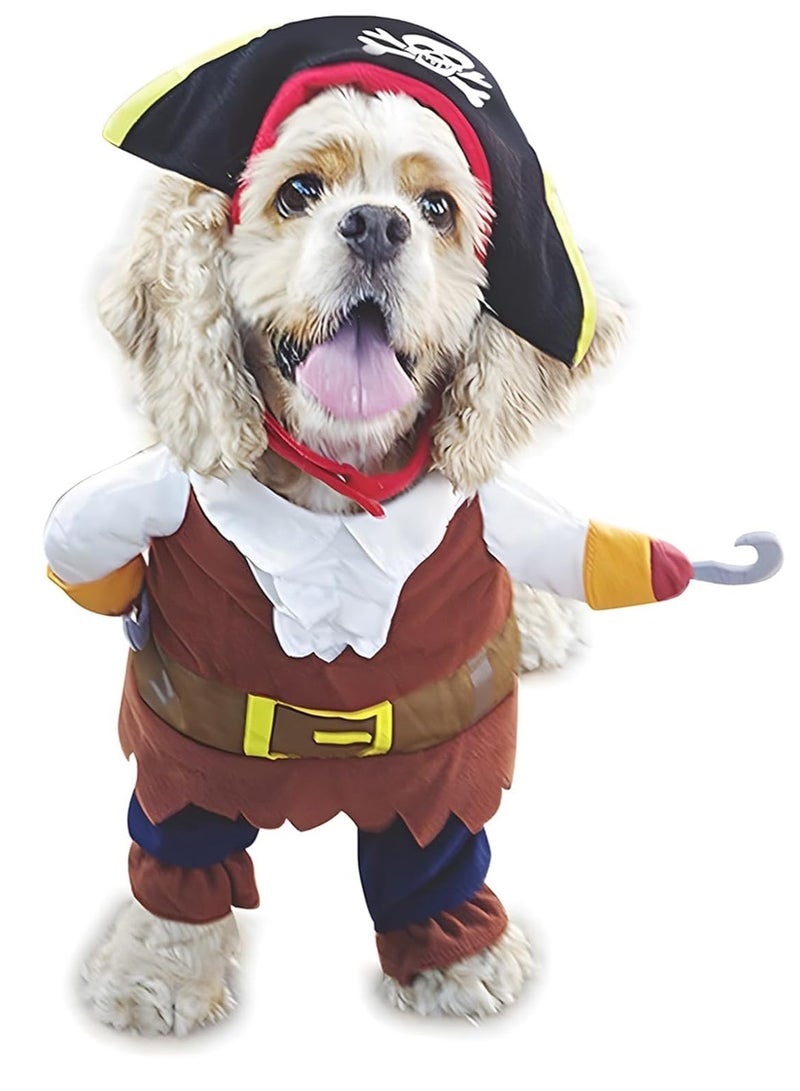 Pet Dog Cat Pirate Costume Pet Festivals Cosplay Funny Clothes Pet Dressing up Cosplay Party Costume with Hat for Theme Party  - Image 1