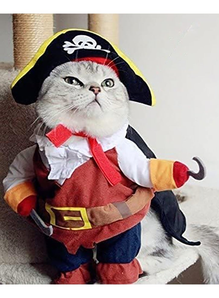 Pet Dog Cat Pirate Costume Pet Festivals Cosplay Funny Clothes Pet Dressing up Cosplay Party Costume with Hat for Theme Party  - Image 2
