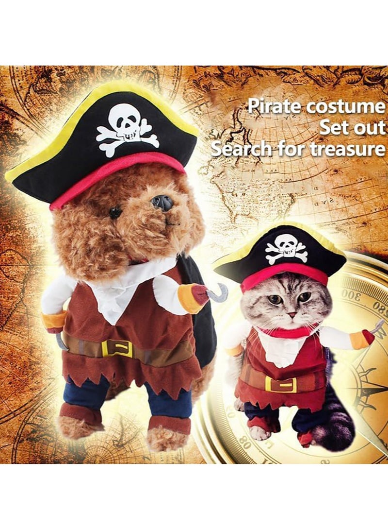 Pet Dog Cat Pirate Costume Pet Festivals Cosplay Funny Clothes Pet Dressing up Cosplay Party Costume with Hat for Theme Party  - Image 3