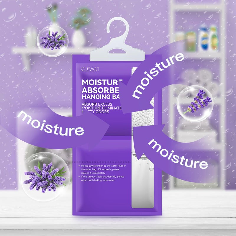CLEVAST Moisture Absorbers Packets 10 Pack, Dehumidifier Bags for Closet, Scented Hanging Humidity Absorber in Wardrobes, Bedrooms, Bathrooms (Lavender) - Image 5