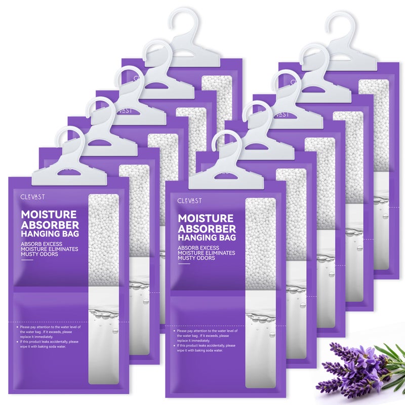 CLEVAST Moisture Absorbers Packets 10 Pack, Dehumidifier Bags for Closet, Scented Hanging Humidity Absorber in Wardrobes, Bedrooms, Bathrooms (Lavender) - Image 1