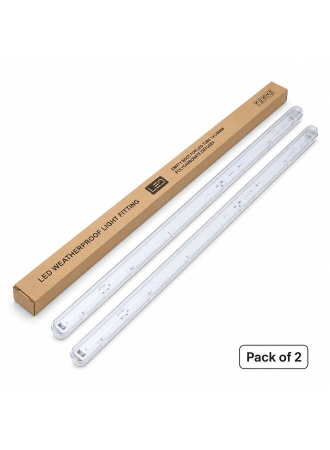 Litex Pack of 2 Empty LED Tube Body 1x1200mm (4ft) – Polycarbonate Diffuser, Durable Housing for T8 LED Tube Retrofit, Lightweight, Heat-Resistant, Easy Installation – WB120LX/PC - Image 1
