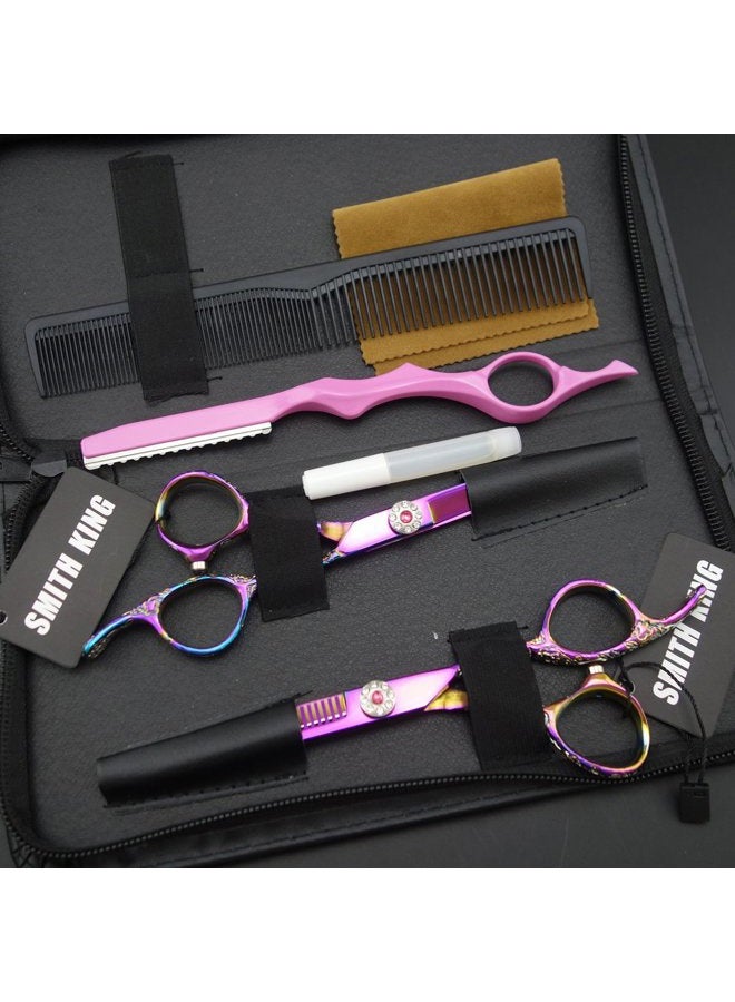 Smithking Professional Hair Cutting Scissors Set with Razor Comb Case,Hair cutting shears Hair Thinning shears with rose handle (6.0 inches) - Image 2