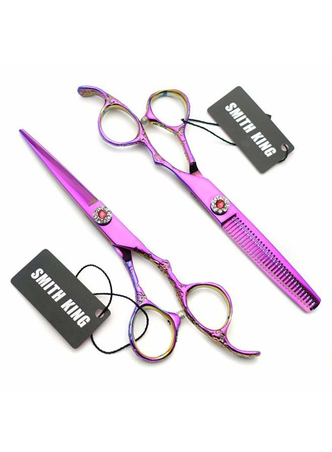 Smithking Professional Hair Cutting Scissors Set with Razor Comb Case,Hair cutting shears Hair Thinning shears with rose handle (6.0 inches) - Image 3