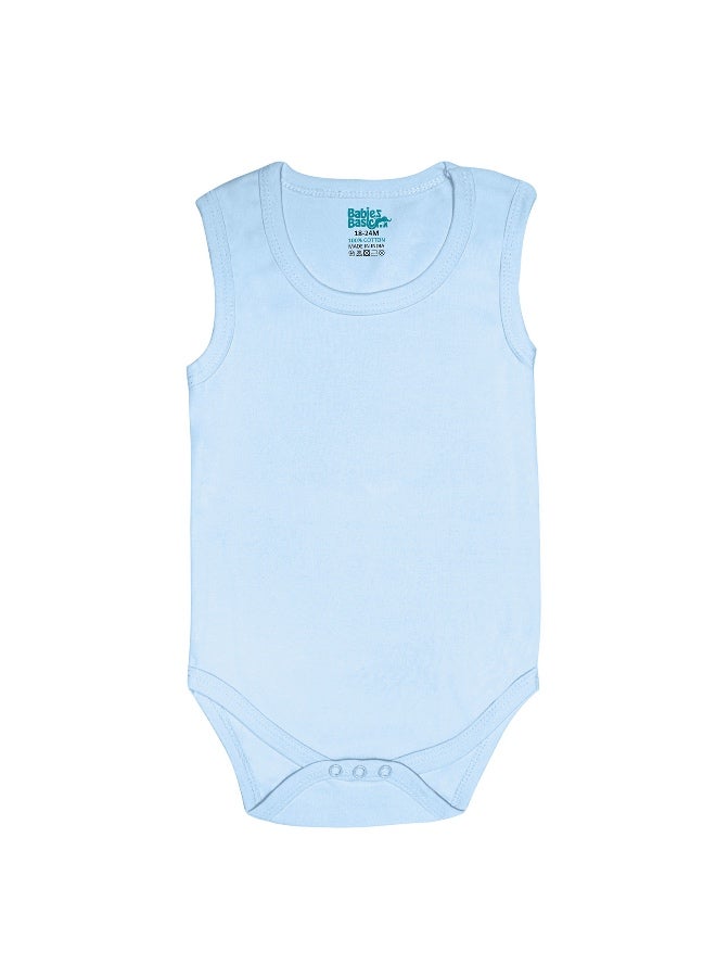 Babies Basic 100% Super Combed Cotton, Sleeveless Romper/Bodysuit, For New Born To 24Months, Set Of 6 - Blue, Orange, Brown  - Image 5