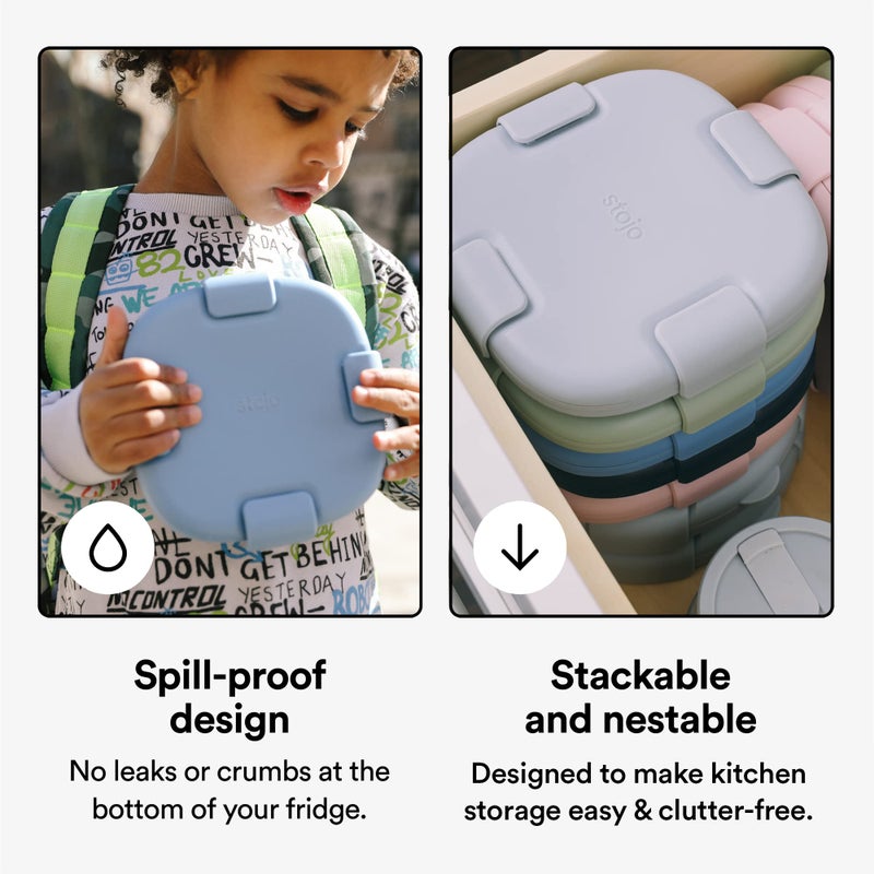 Stojo STOJO Jr Collapsible Box for Kids - Peony Pink  24oz - Leak-Proof Reusable Silicone Travel Bowl for Hot & Cold Food - For Home  On-The-Go Camping & Hiking - Microwave & Dishwasher Safe  - Image 5