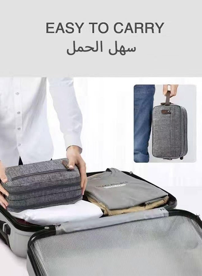 نفس حقيبة أدوات النظافة الشخصية الرجالية الفاخرة المعلقة - منظم حلاقة كبير مقاوم للماء للسفر مع خطاف، تصميم متين وواسع للسفر والنادي الرياضي (رمادي) - Image 3