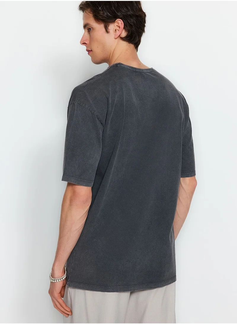 trendyol Text Print Crew Neck T-Shirt
