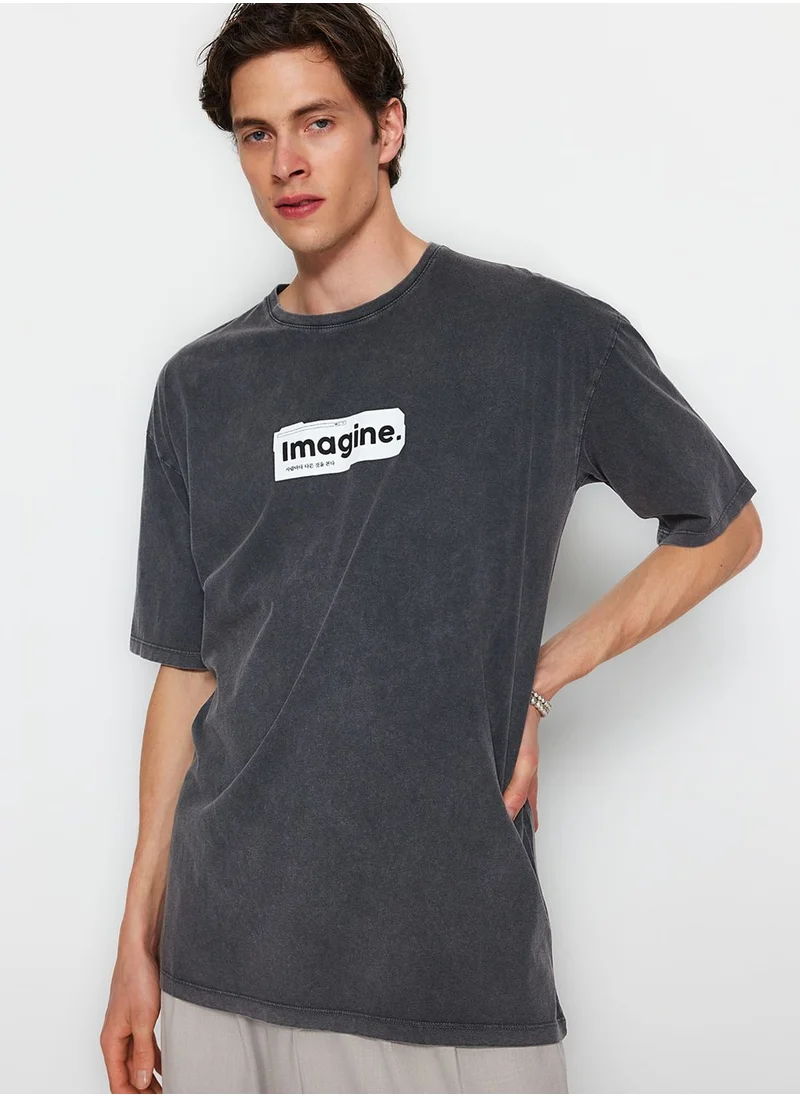 trendyol Text Print Crew Neck T-Shirt