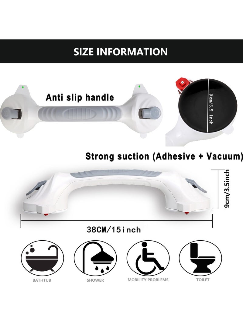 Beauenty 15 Inch Suction Shower Grab Bar, Anti-Slip Safety Handle for Seniors and Elderly, Bathroom Support with Easy Indicators, 1 Pack  - Image 2