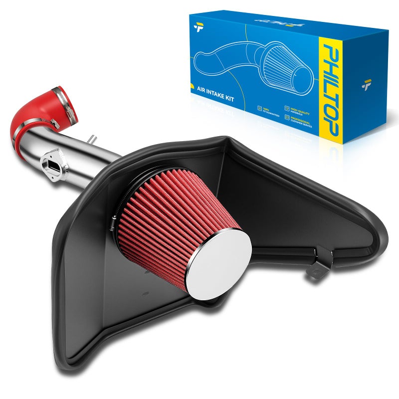 PHILTOP 35 Cold Air Intake Kit System  Heat Shield Compatible with Chevrolet Camaro 20102011 V6 36L High Performance Red