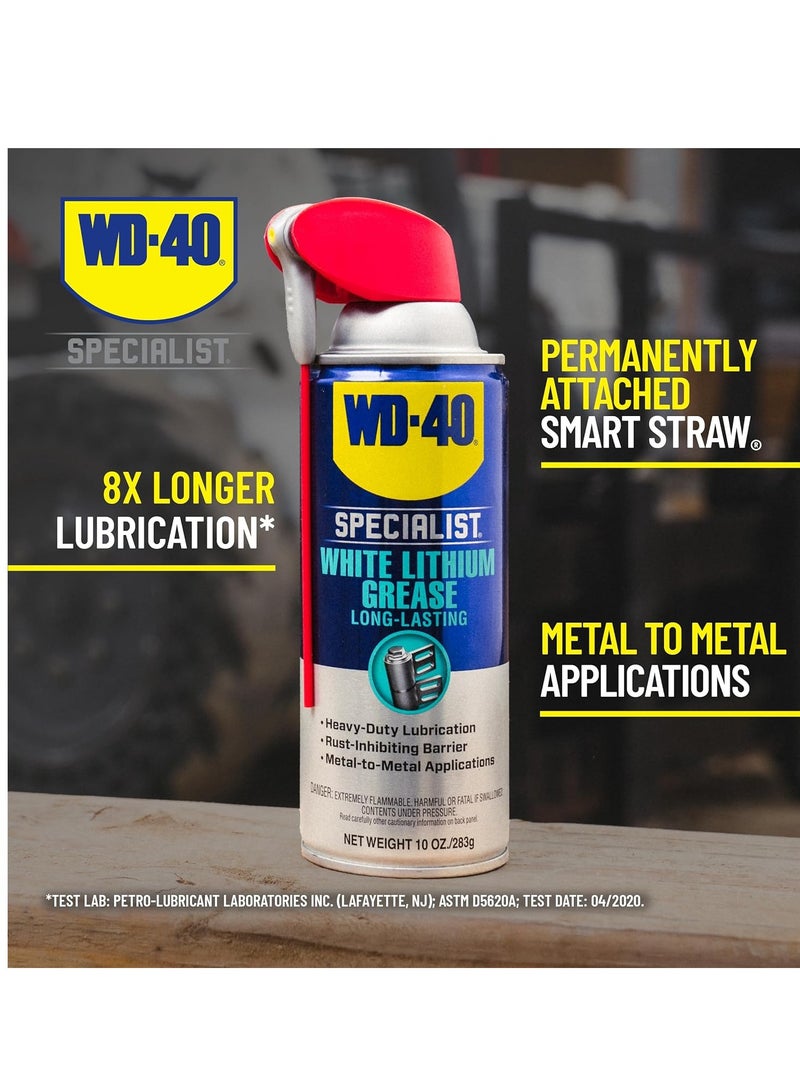 WD-40 WD-40 Specialist White Lithium Grease Spray with SMART STRAW SPRAYS 2 WAYS, 10 OZ  - Image 2