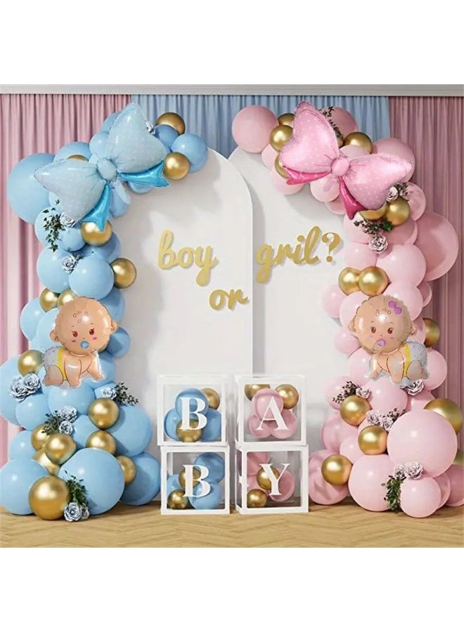 JAYATO 108 PCS Balloon Baby Shower Decoration Kit, Boy Girl Gender Reveal Balloon Garland Arch Kits, Photo Props Kit for Baby Party - Image 2