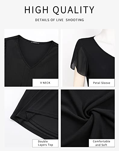 VALOLIA Tunic Tops To Wear With Leggings: Womens Dressy Tops and Blouses - Dress Blouses For Women Plus Size - Summer Tops For Women Black X-Large - Image 3
