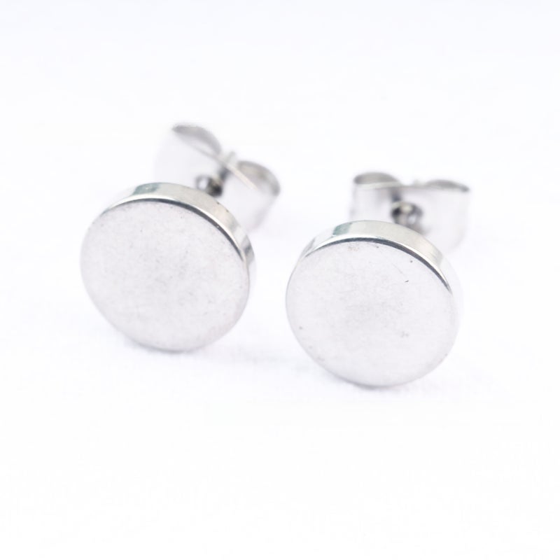 Fashion Titanium Barbell Earrings for Men and Women 9mm steel color one