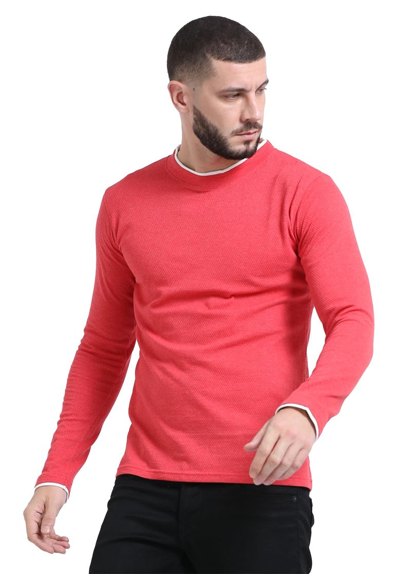 fanideaz Mens Textured Mens Street wear Relax fit t-Shirt for Men_Red_5523_XL - Image 3
