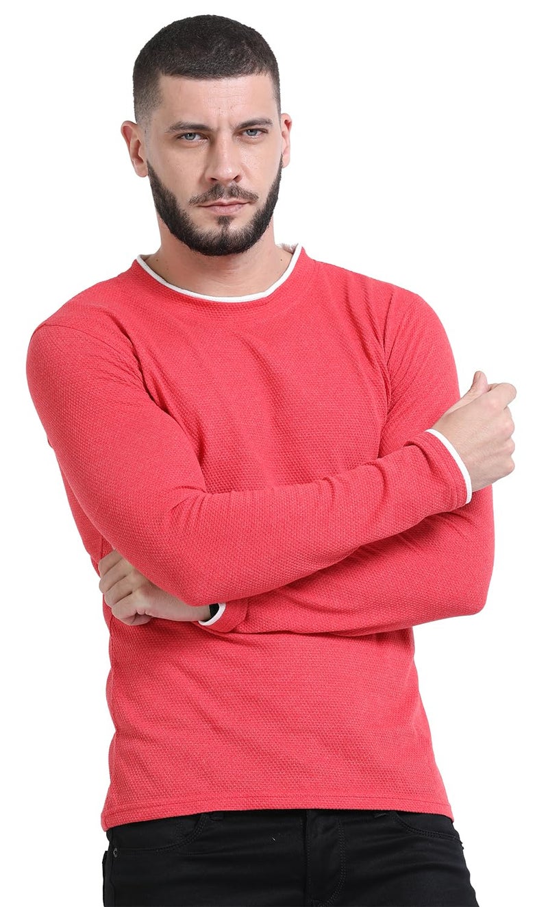 fanideaz Mens Textured Mens Street wear Relax fit t-Shirt for Men_Red_5523_XL - Image 1