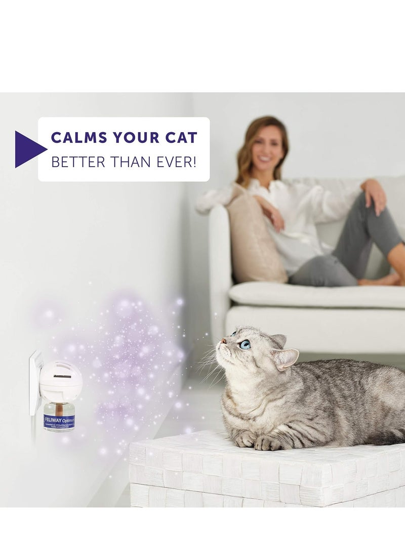 Feliway - FELIWAY Optimum diffuser 30 day refill  the best solution to ease cat anxiety cat conflict and stress in the home 48 ml Pack of 1 - Image 1