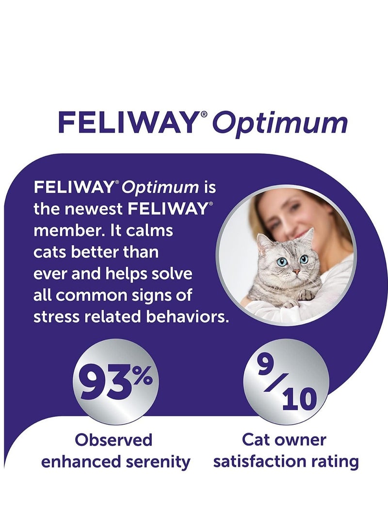 Feliway - FELIWAY Optimum diffuser 30 day refill  the best solution to ease cat anxiety cat conflict and stress in the home 48 ml Pack of 1 - Image 1
