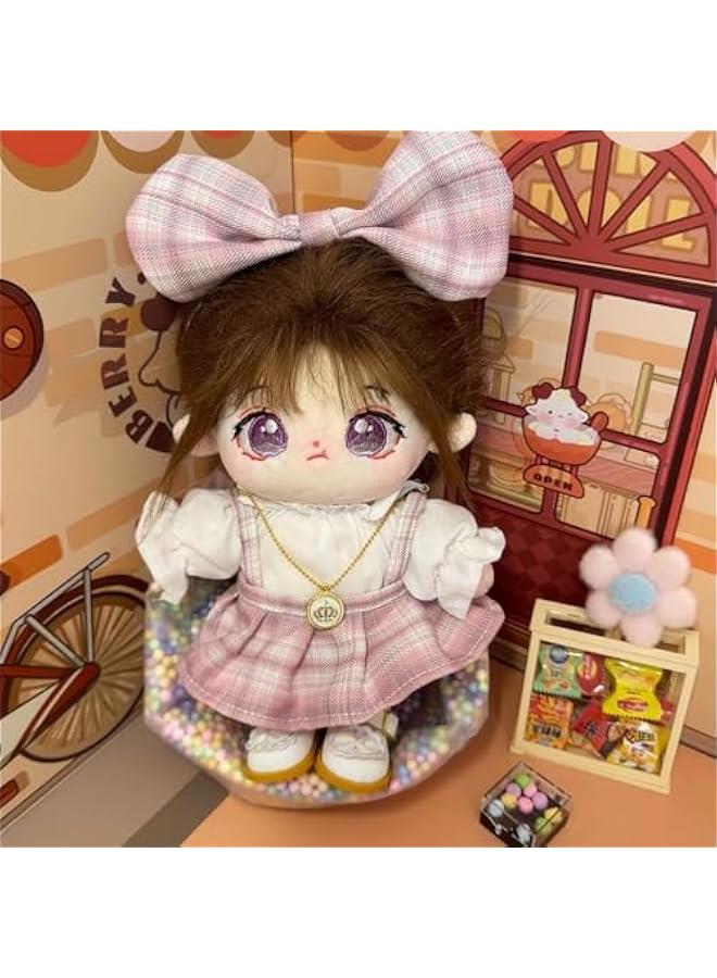 Arabest Plush Doll Clothes Set, Cute JK Uniform Set, Doll Dress Shirt Bow Necklace Shoes 5Pcs Outfits for 20cm/8 inch Soft Dolls Stuffed Animals (Pink Clothes set-20cm/8)  - Image 3