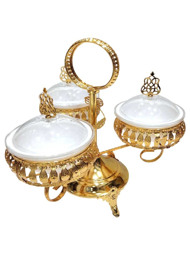 Luxury Gold-Plated Fruit & Snack Serving Tray Elegant Multi-Compartment Dessert & Appetizer Stand - Image 1