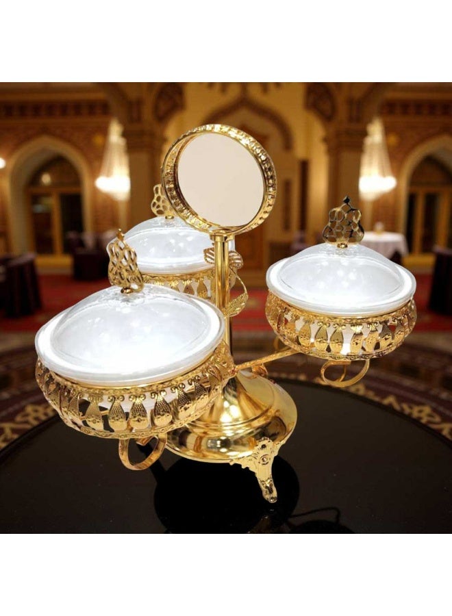 Luxury Gold-Plated Fruit & Snack Serving Tray Elegant Multi-Compartment Dessert & Appetizer Stand - Image 3
