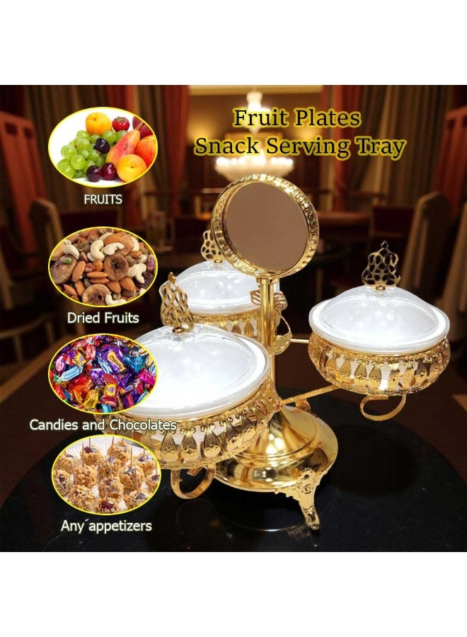 Luxury Gold-Plated Fruit & Snack Serving Tray Elegant Multi-Compartment Dessert & Appetizer Stand - Image 2