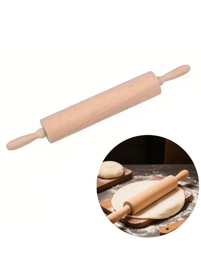 AMM Wooden Rolling Pin – Non-Slip Handle for Dough, Pizza, Pasta & Cookies - Image 2
