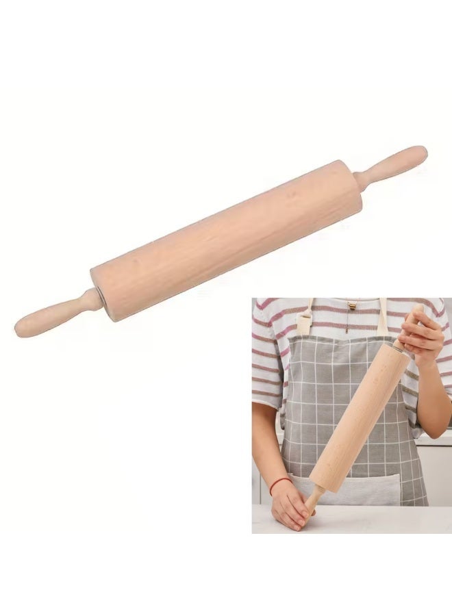 AMM Wooden Rolling Pin – Non-Slip Handle for Dough, Pizza, Pasta & Cookies - Image 3