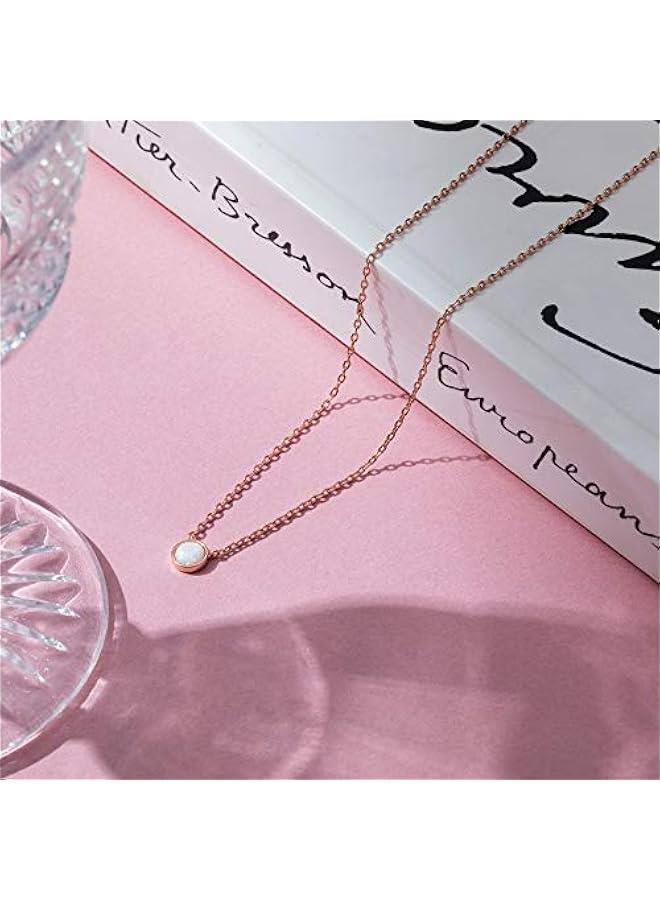 PAVOI 14K Gold Plated Opal Pendant Necklaces for Women | Created Opal Cubic Zirconia Dainty Necklace | erfly Round Triangle Antler Bar Pendants - Image 3